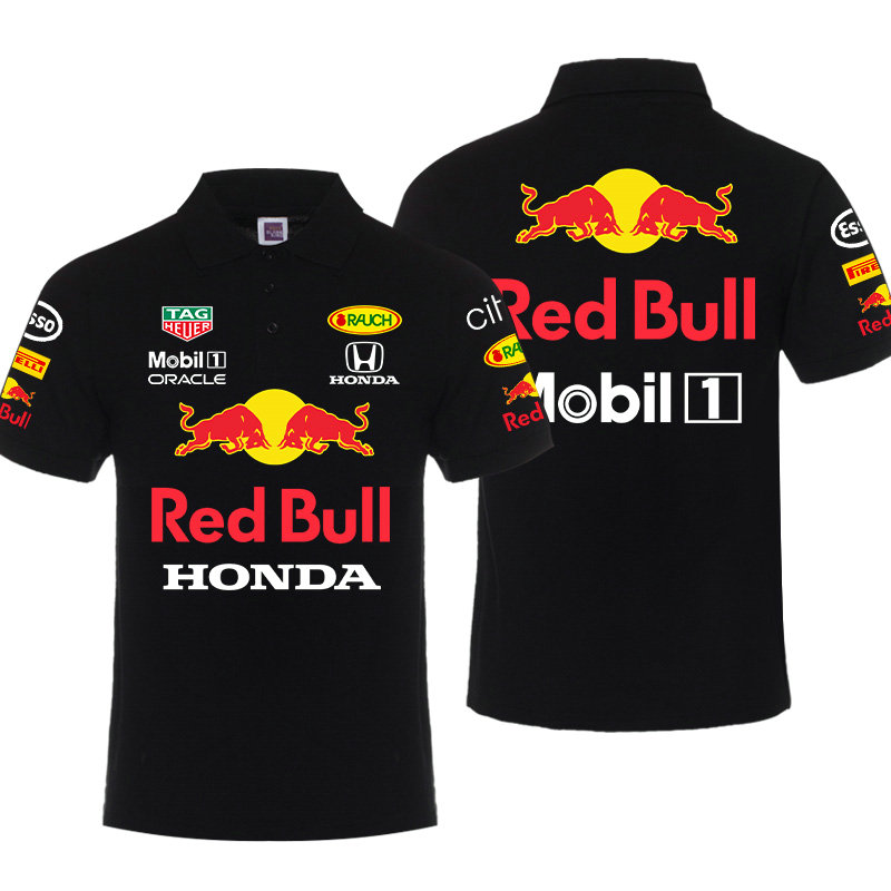 Polo Red Bull Honda Mobil 1 Coton Homme Slim Fit Manche Courte